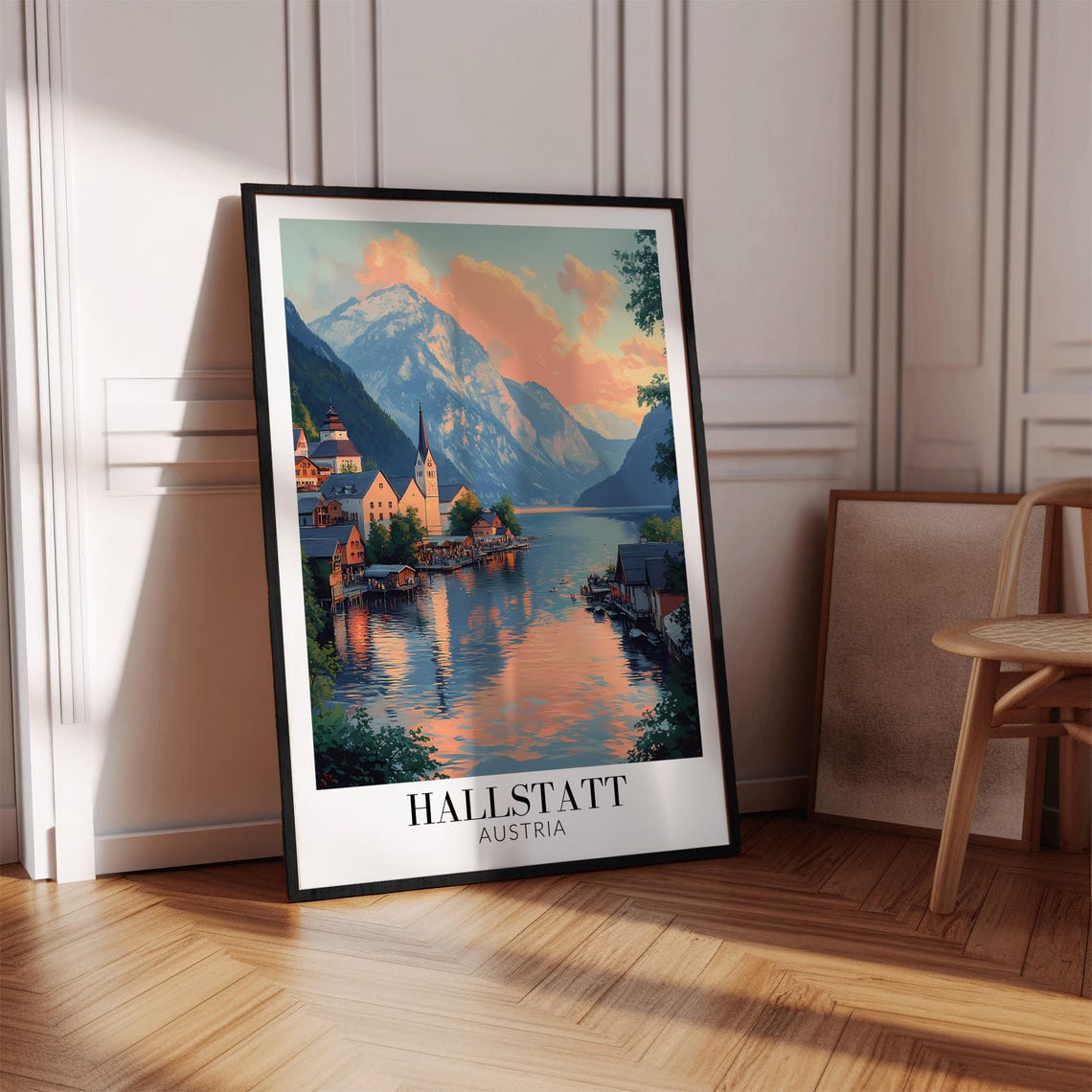 Hallstatt Lakeside Village Sunset Austria Alpine Lake Travel Poster - Image 4