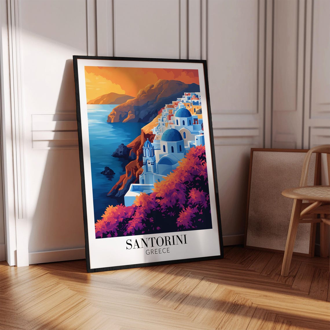 Santorini Greece Blue Dome Churches Oia Sunset Travel Poster - Image 2