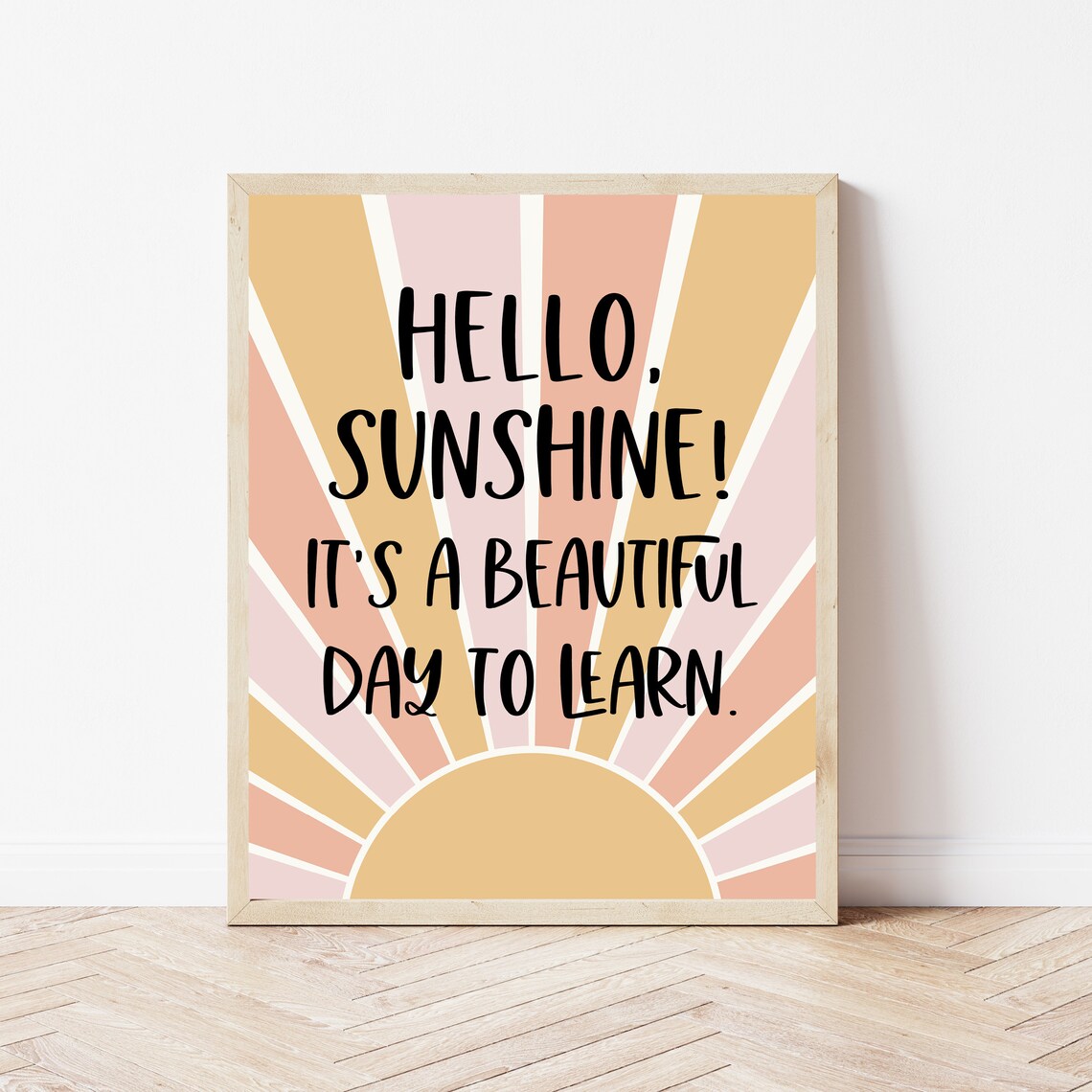 Hello Sunshine Classroom Decor Art Print, Boho Sign