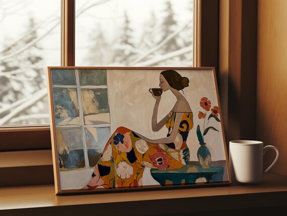 Abstract Kitchen Art Modern People Print Tea Time Painting Matisse Woman Art Modern Wall Hanging Contemporary Wall Art Minimalist Coffee Art