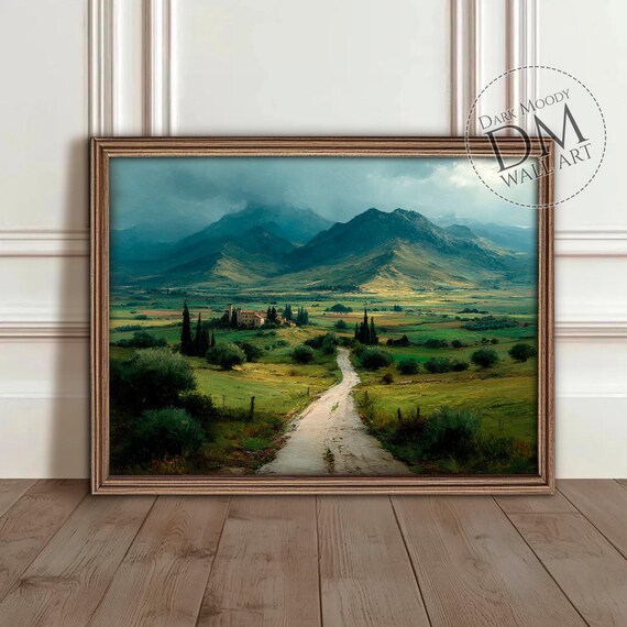 Tuscan Valley Road Rolling Hills Mountains Landscape Wall Art