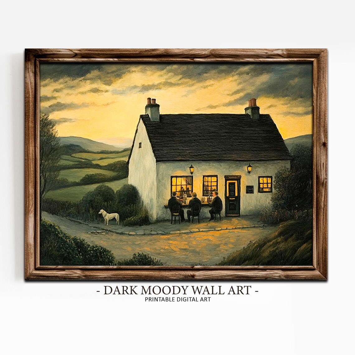 Old English Bar Moody Irish Pub Art Print, Ireland