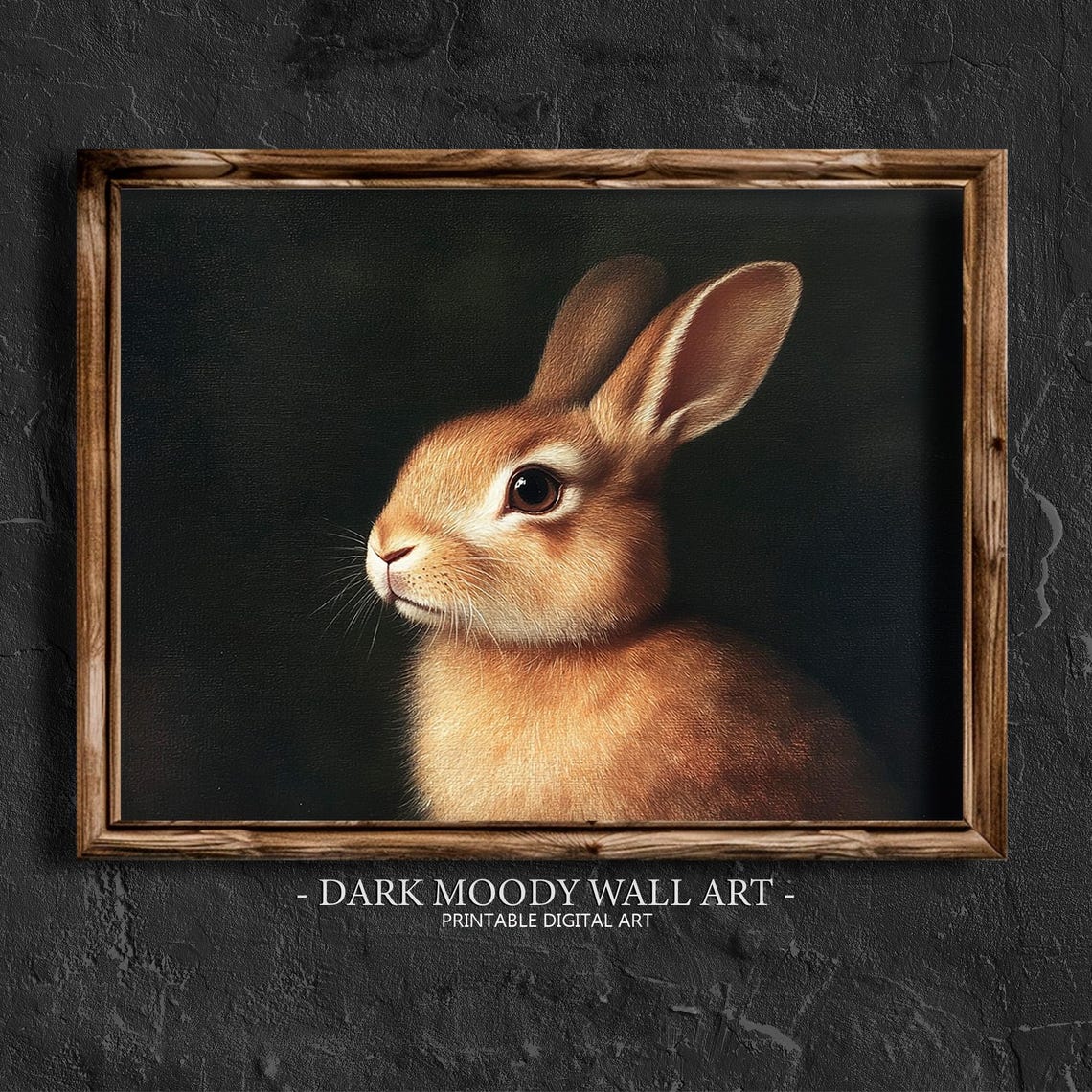 Brown Wild Rabbit Profile Portrait Dark Moody Animal Art Poster