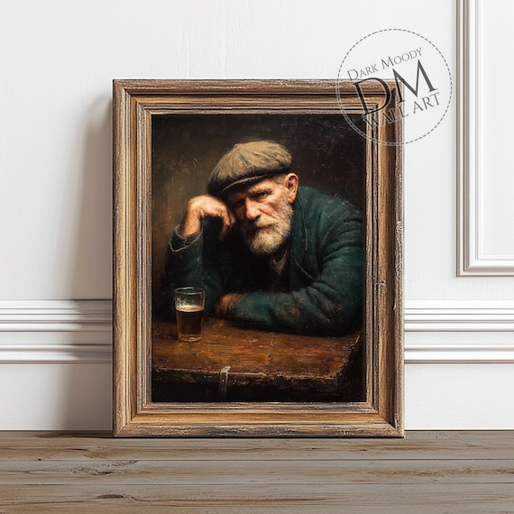 Irish Pub Portrait, Rustic Tavern Wall Art Print