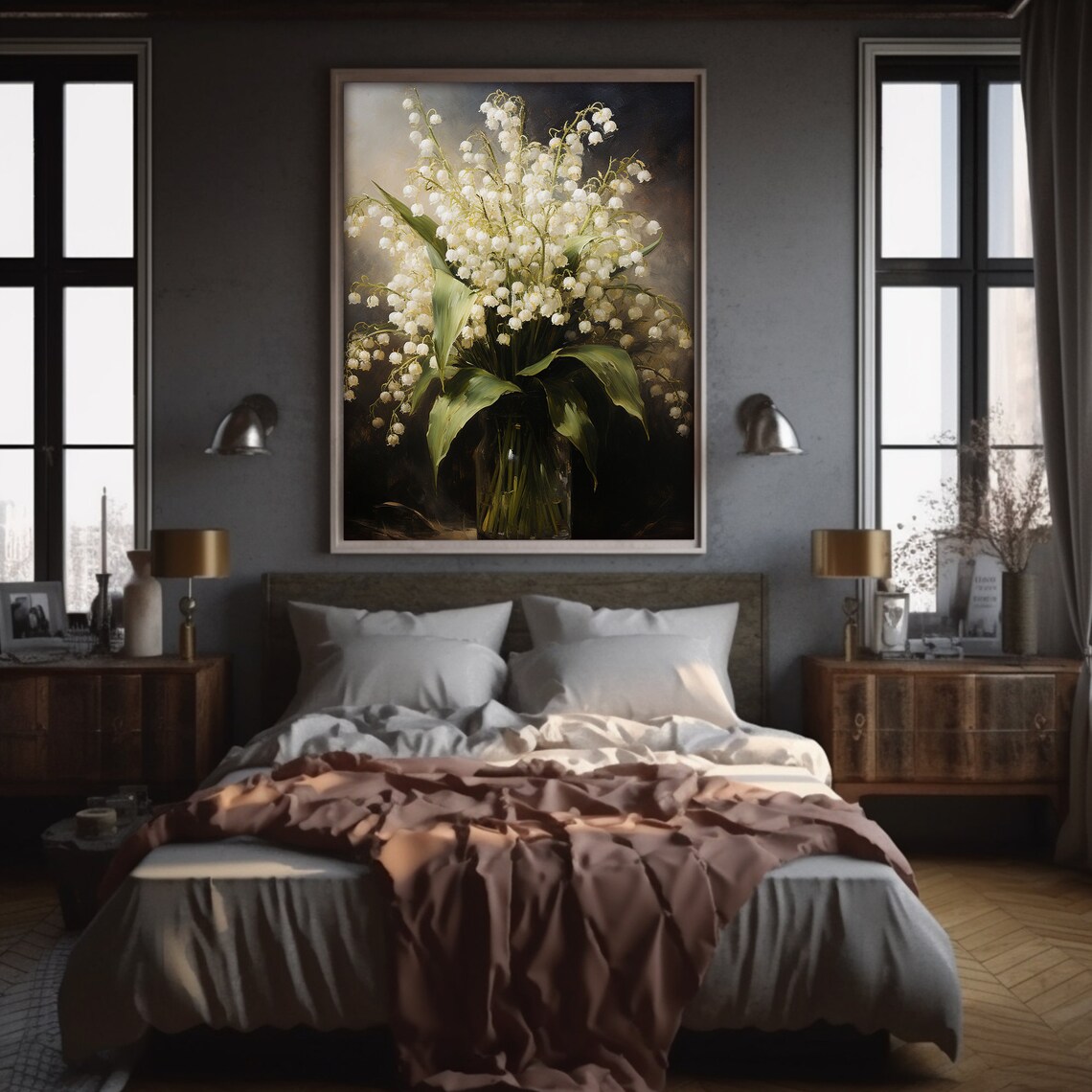 Lilies Of The Valley Botanical Art Print, Moody Floral - Image 2