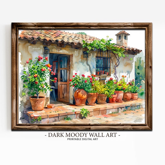 Traditional Mexican House Mexican Village Print Mexican Old Architecture Mexican Home Decor Mexico Painting