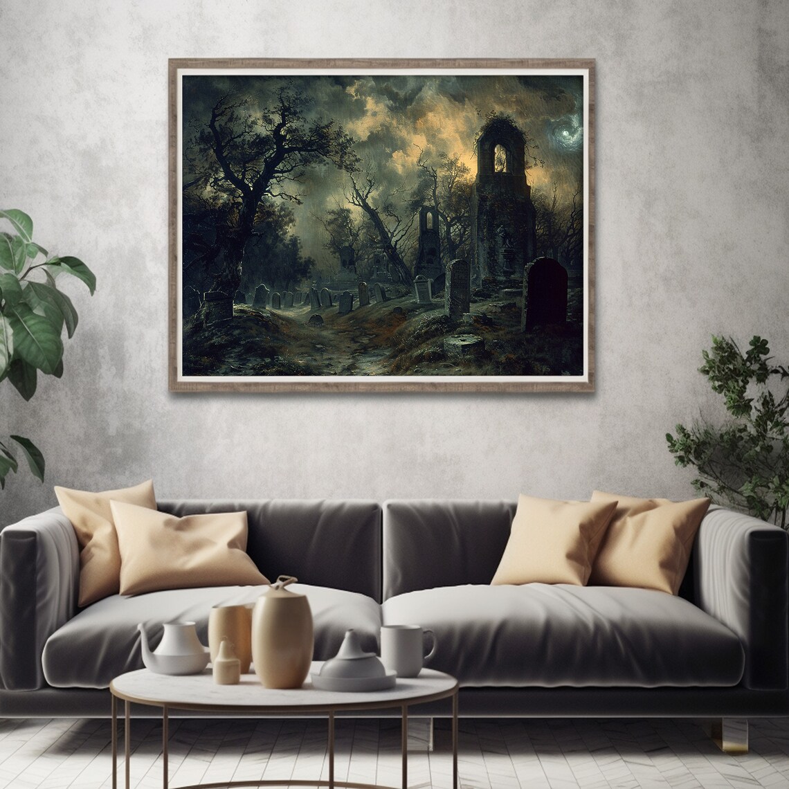 Gothic Graveyard Cemetery Dark Moody Art Print - Image 5