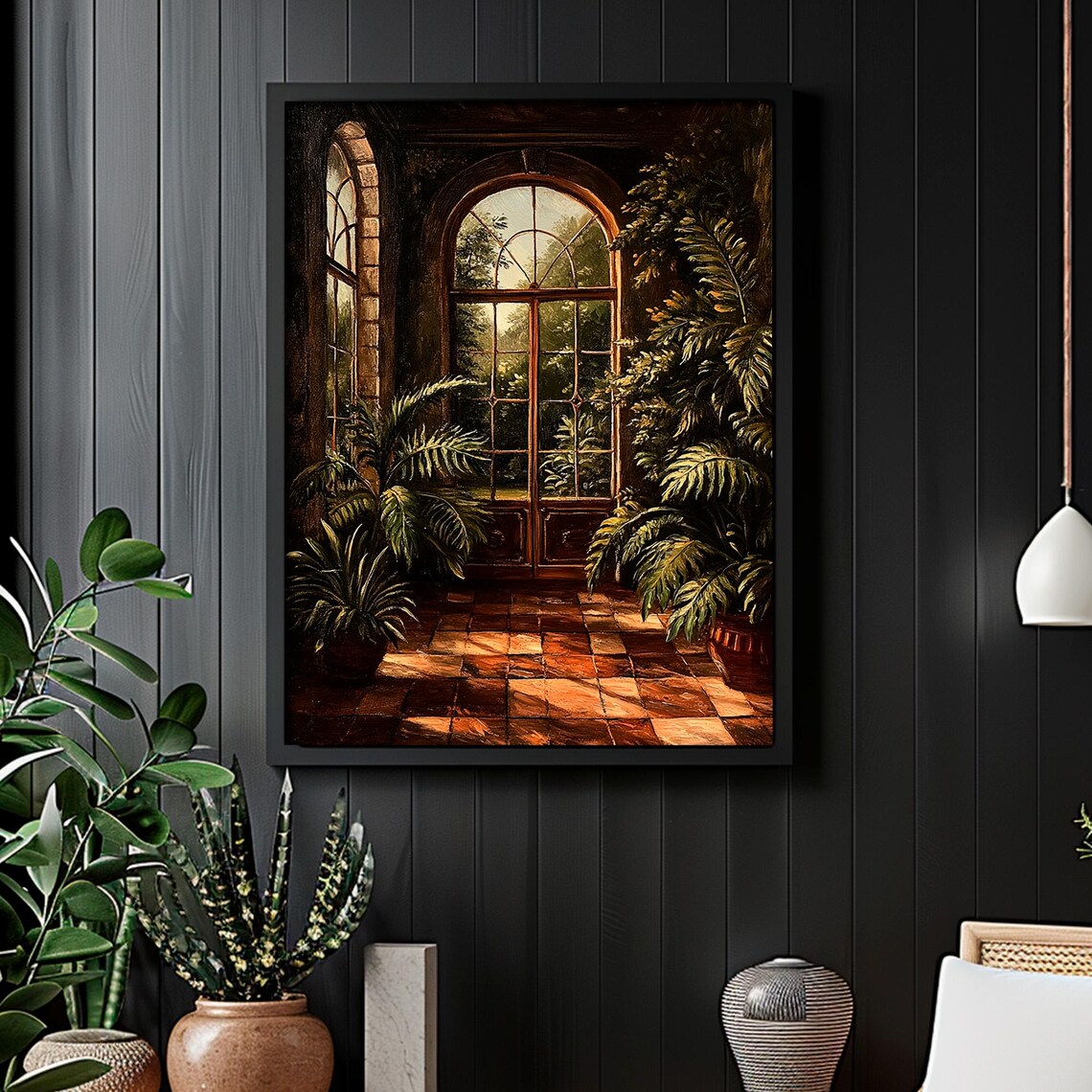 Lush Victorian Greenhouse Fern Interior Moody Botanical Poster - Image 6
