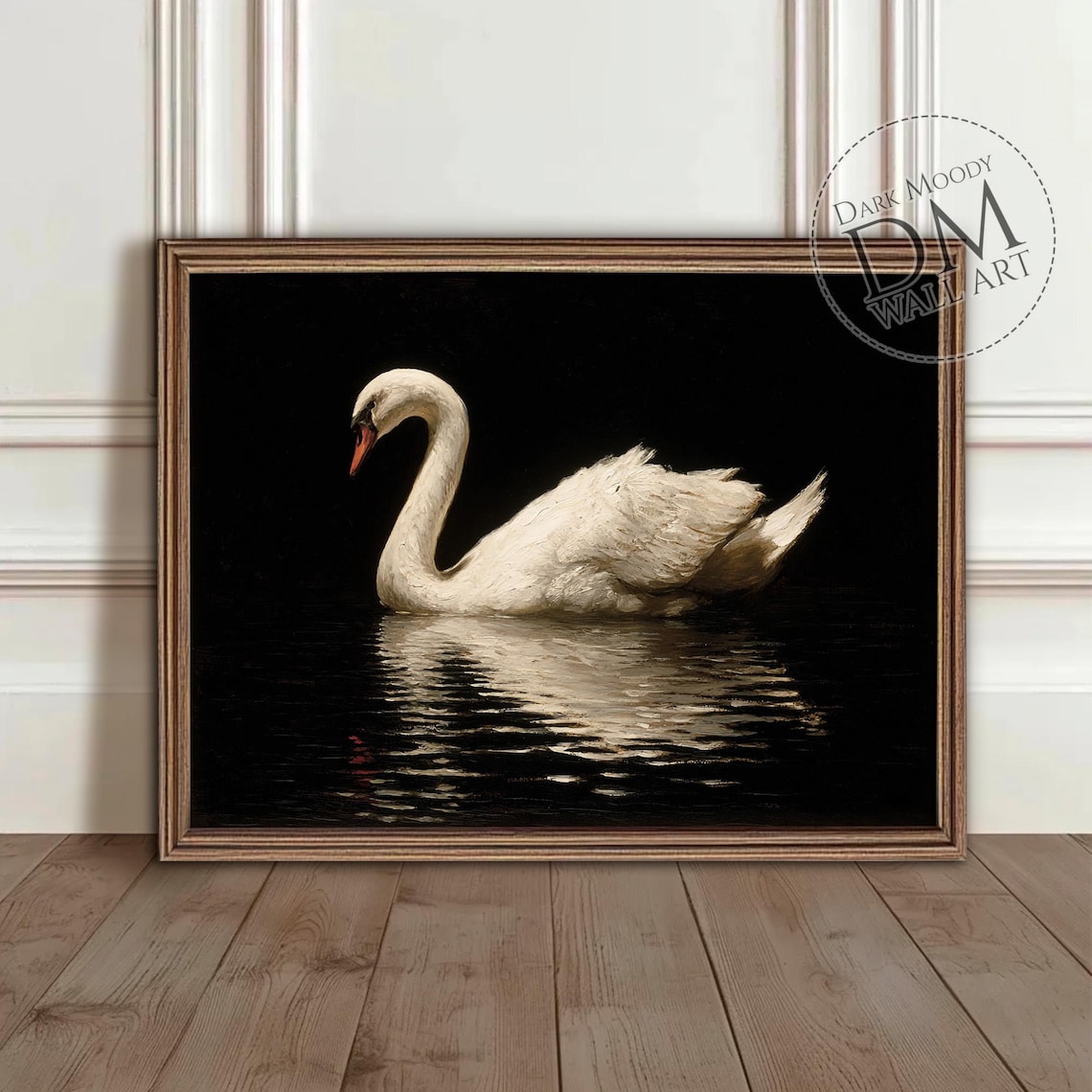 White Swan Gothic Moody Animal Art Print