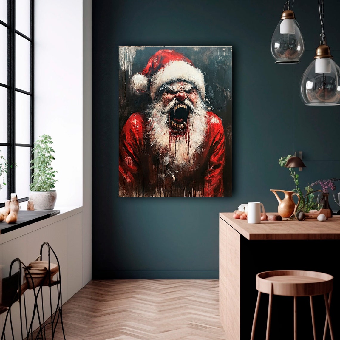 Scary Screaming Santa Horror Christmas Dark Gothic Art Poster - Image 2