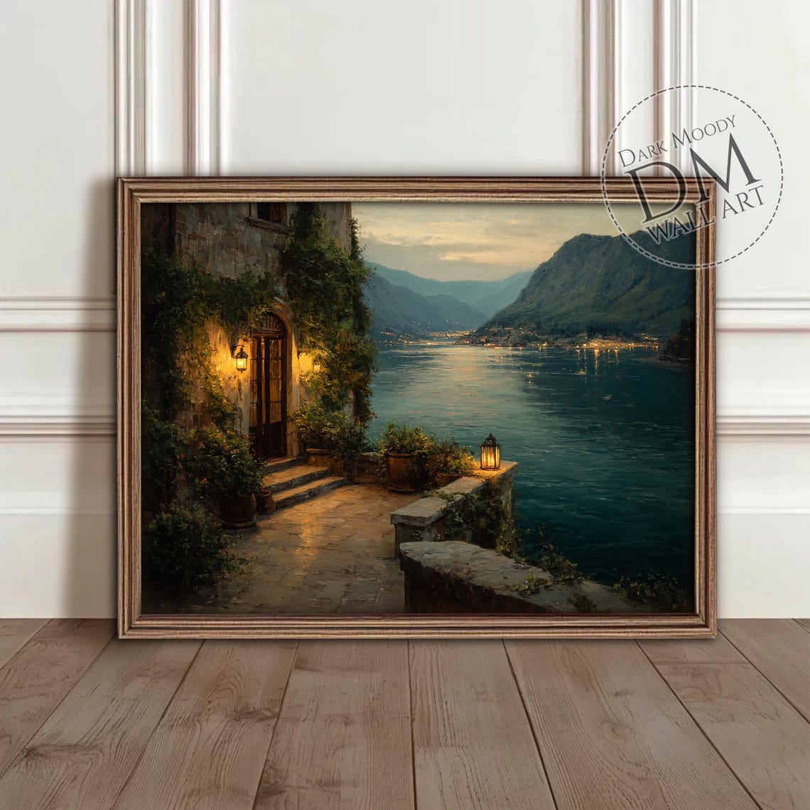 Lake Como Italy Villa Terrace Dusk Romantic Lake View Poster
