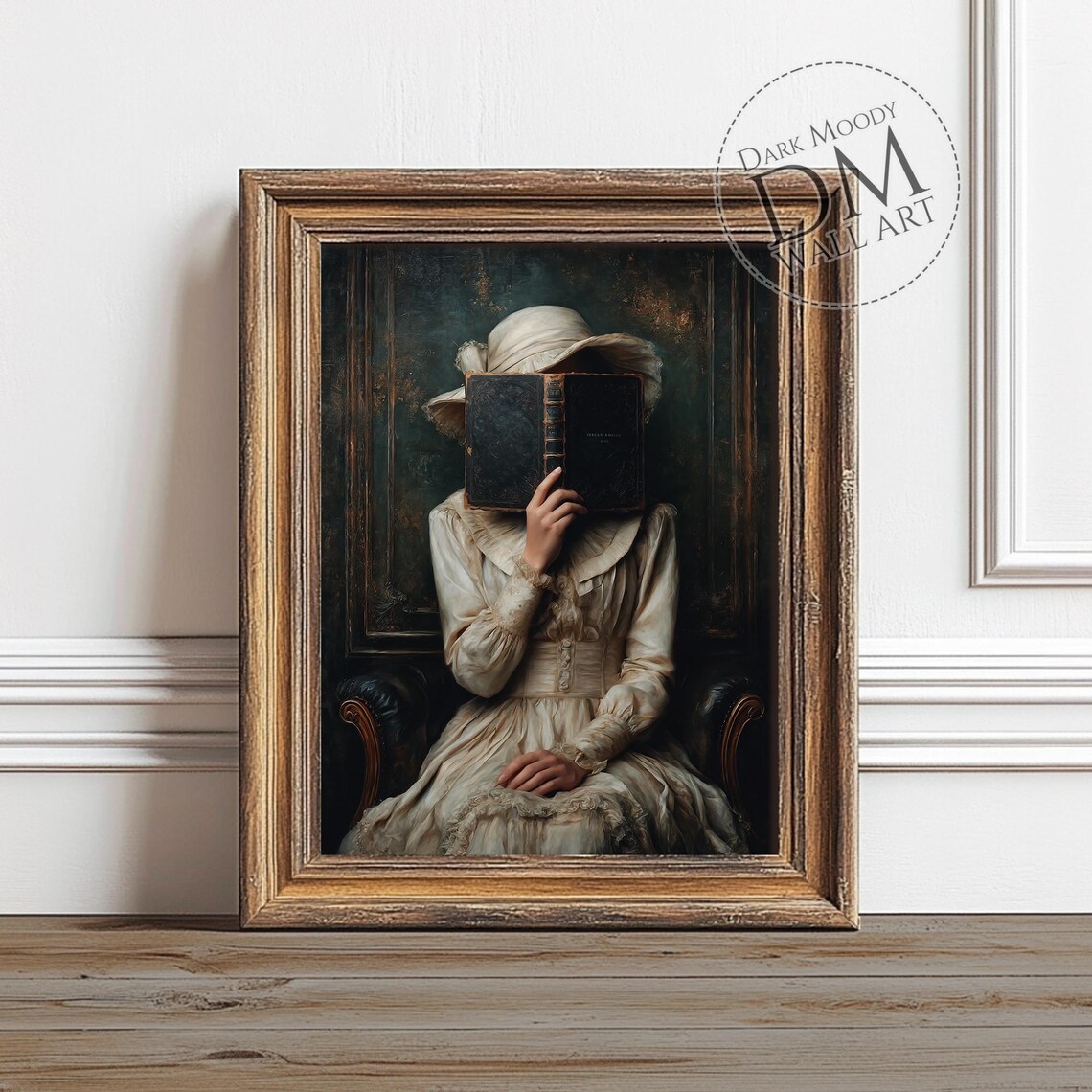 Victorian Woman With Book, Gothic Dark Academia Portrait Art Print