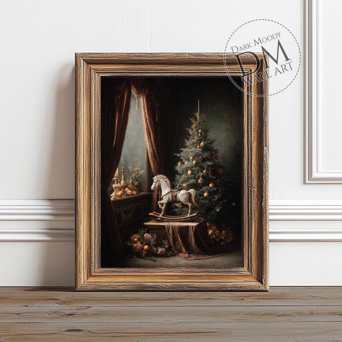Victorian Rocking Horse Christmas Art Print