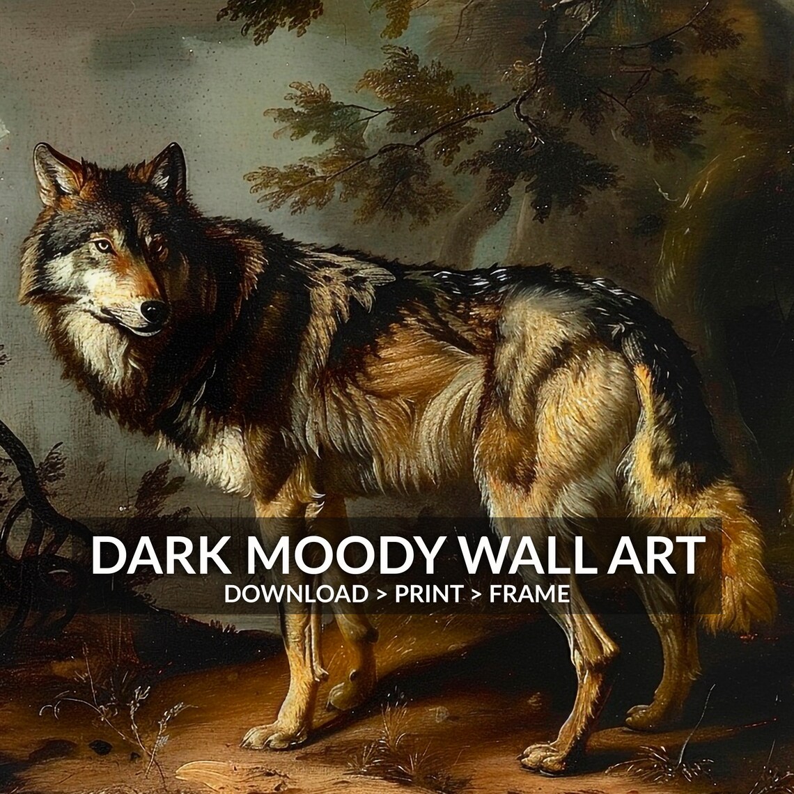Antique Wolf Print, Moody Rustic Farmhouse Decor - Image 5