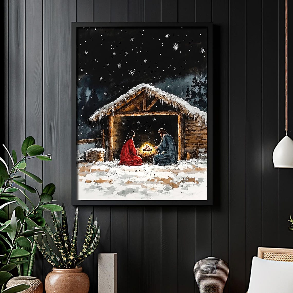Nativity Scene Birth Of Baby Jesus Painting Vintage Christmas Wall Art Christian Wall Art Holy Family Print - Image 5