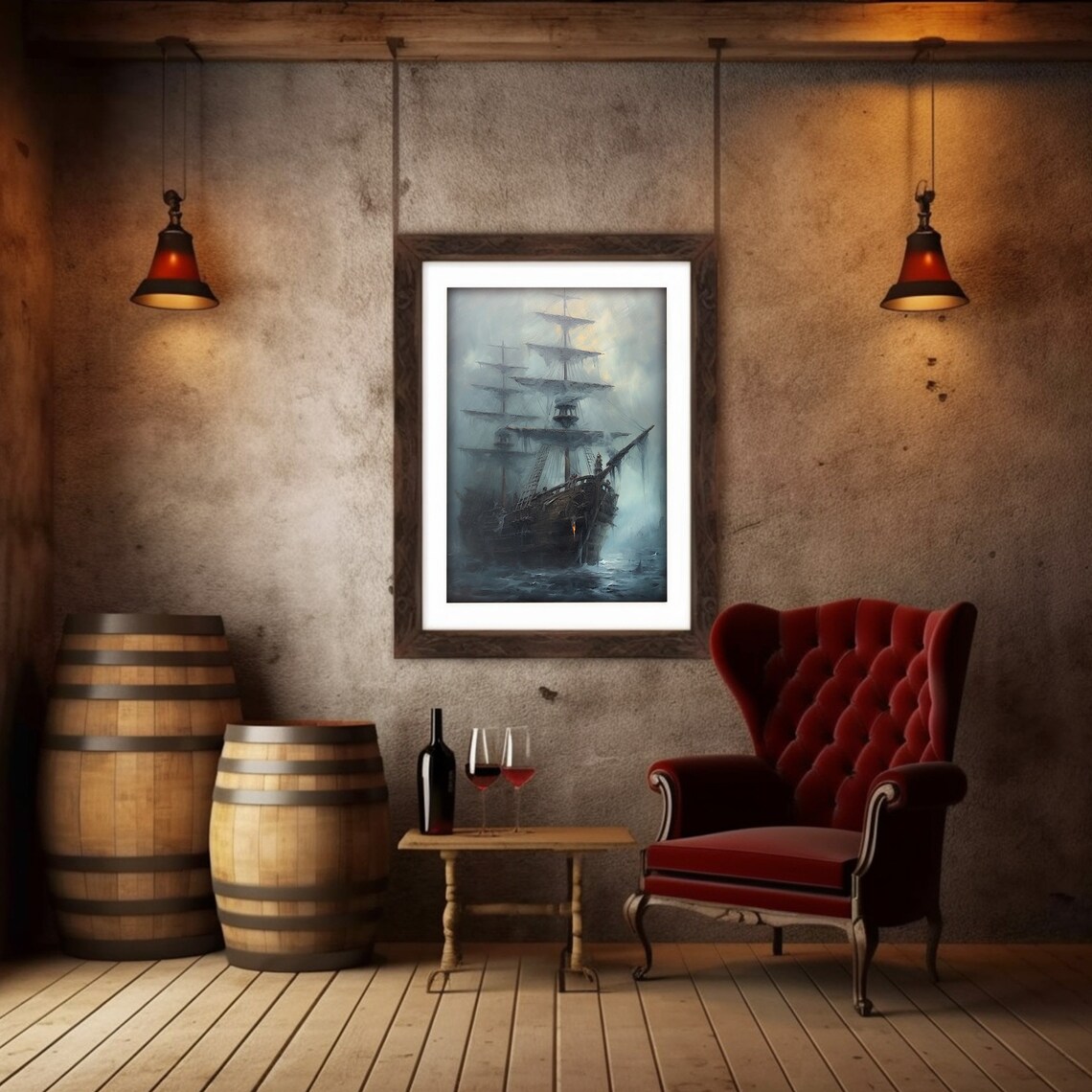 Ghost Pirate Sailing Ship Poster Print, Dark Academia - Image 5