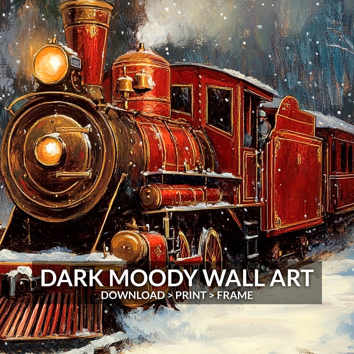 Christmas Train Vintage Art Print, Winter Forest - Image 2