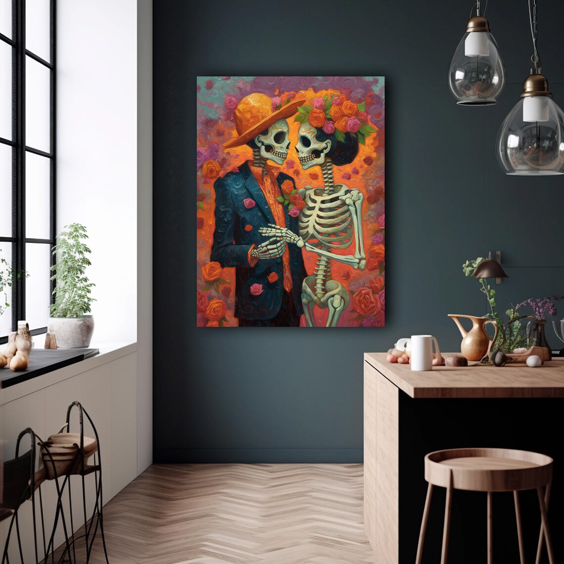 Dia De Los Muertos Couple Mexican Folk Art Poster - Image 5