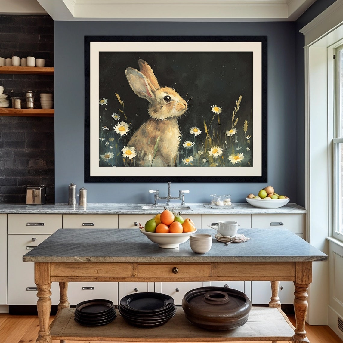 Easter Bunny Prints Spring Wall Art Dark Academia Decor Moody Rabbit Painting - Image 6