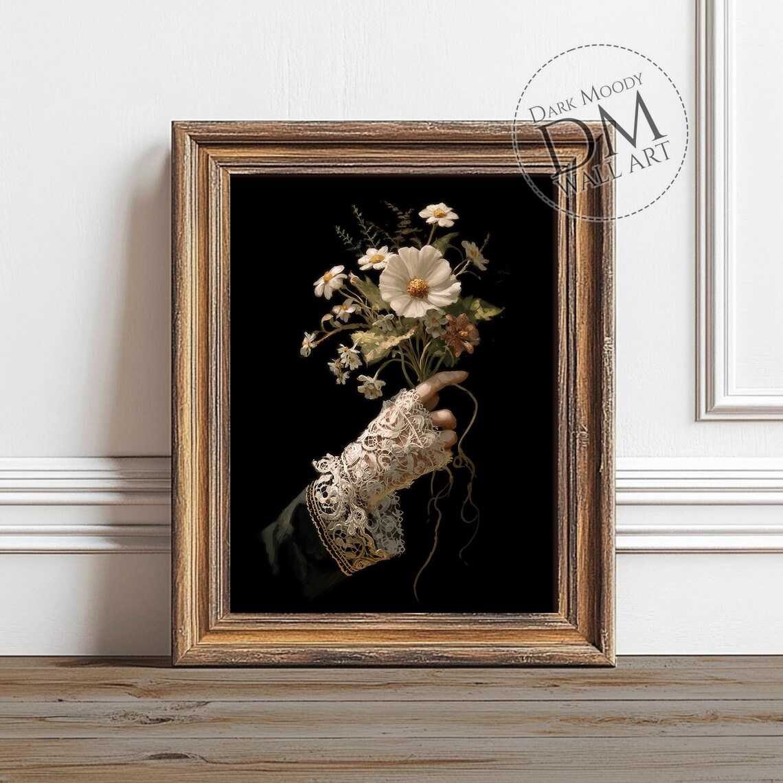 Victorian Hand With Flowers, Gothic Floral Art Print