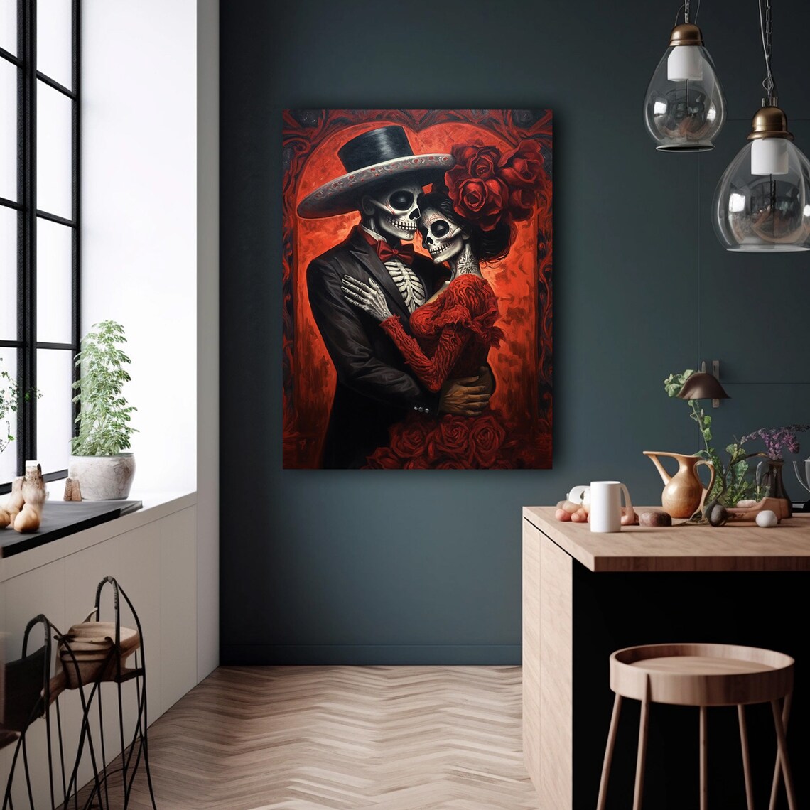 Dia De Los Muertos Catrina Calavera Couple Art Print - Image 6