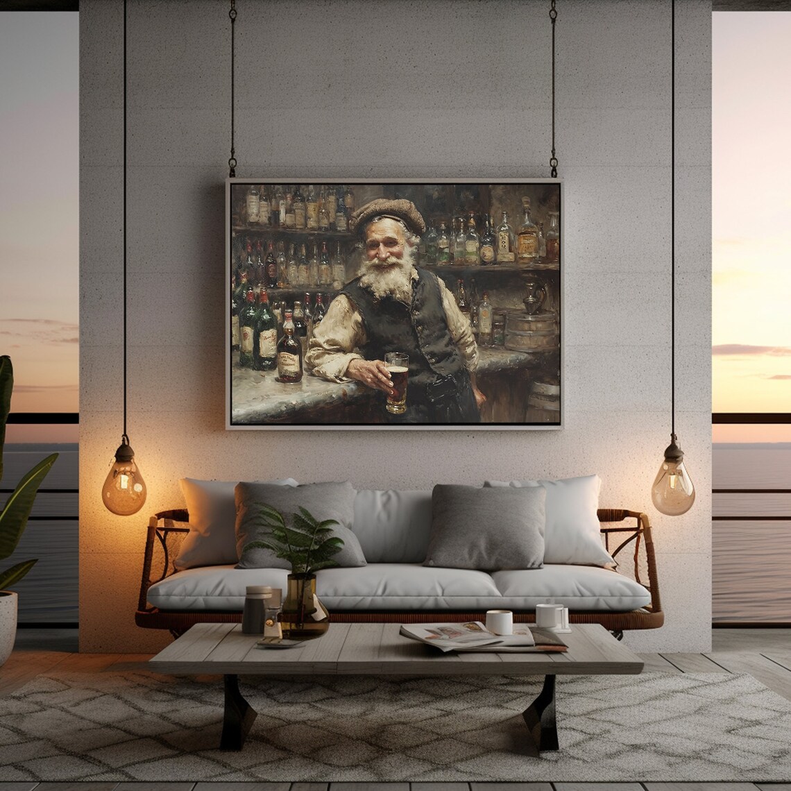 St. Patrick's Day Old Man in Irish Pub Art Print - Image 5