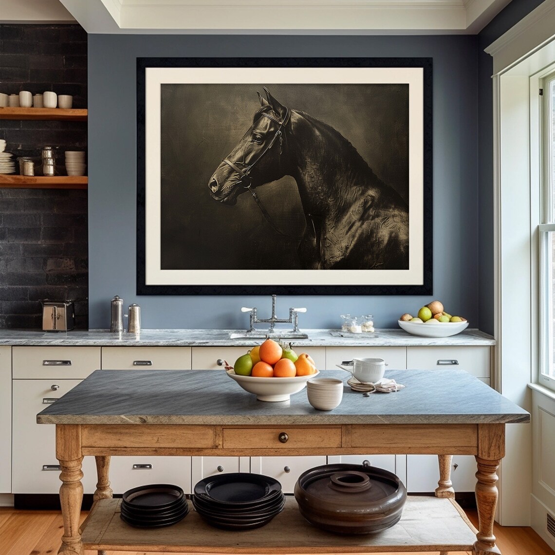 Black Horse Art Print, Moody Equestrian Wall Art - Image 5