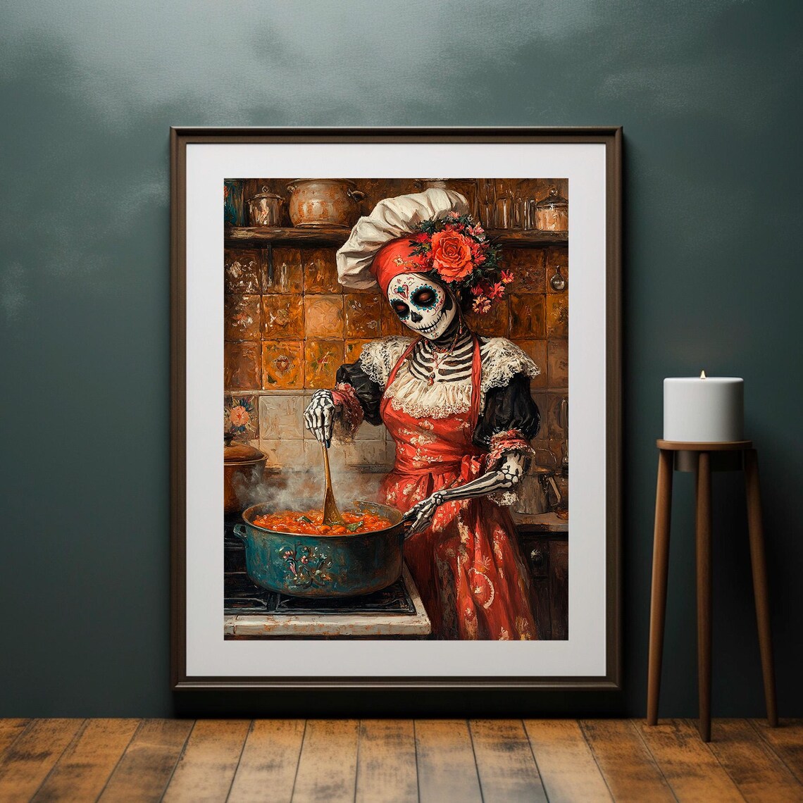 Calavera Catrina Chef Dia De Los Muertos Art Print - Image 4