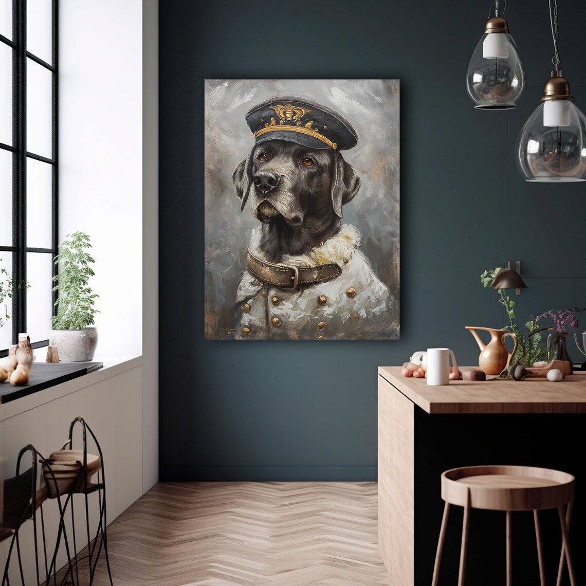Captain Dog Portrait Sea Captain Uniform Nautical Painting Poster - Image 5