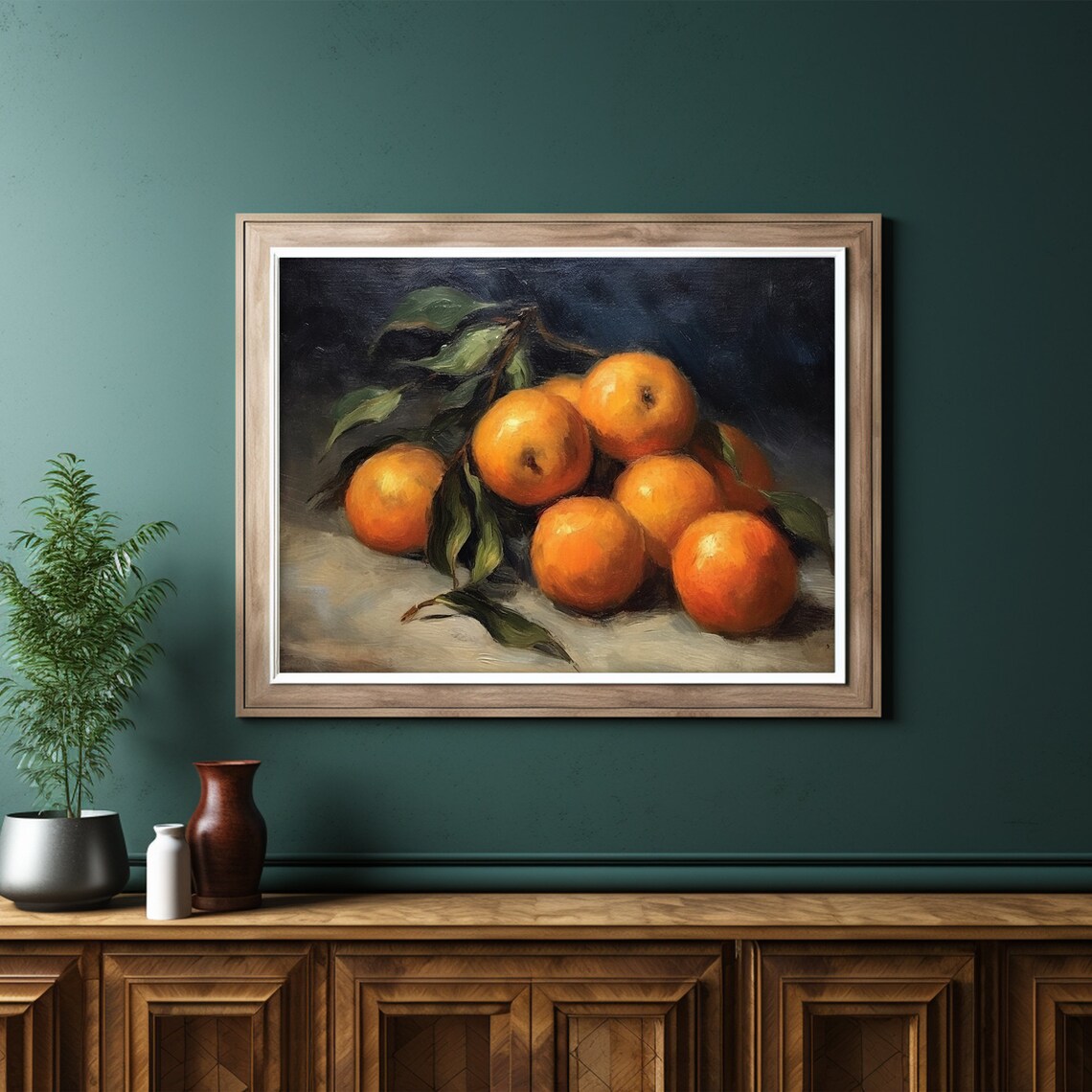 Moody Orange Clementines Vintage Kitchen Still Life Art Print - Image 6
