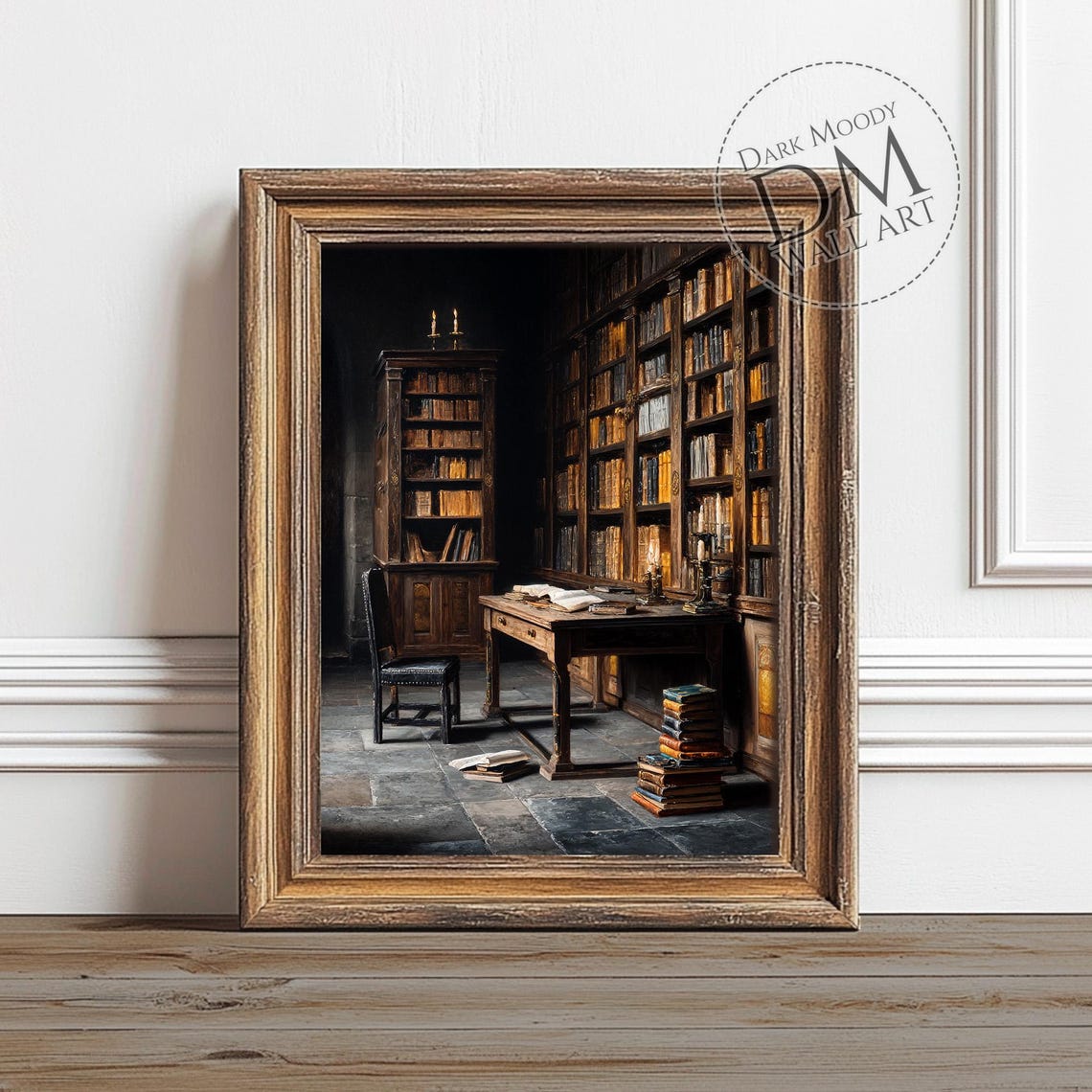 Dark Academia Candlelit Library Gothic Vintage Study Room Poster