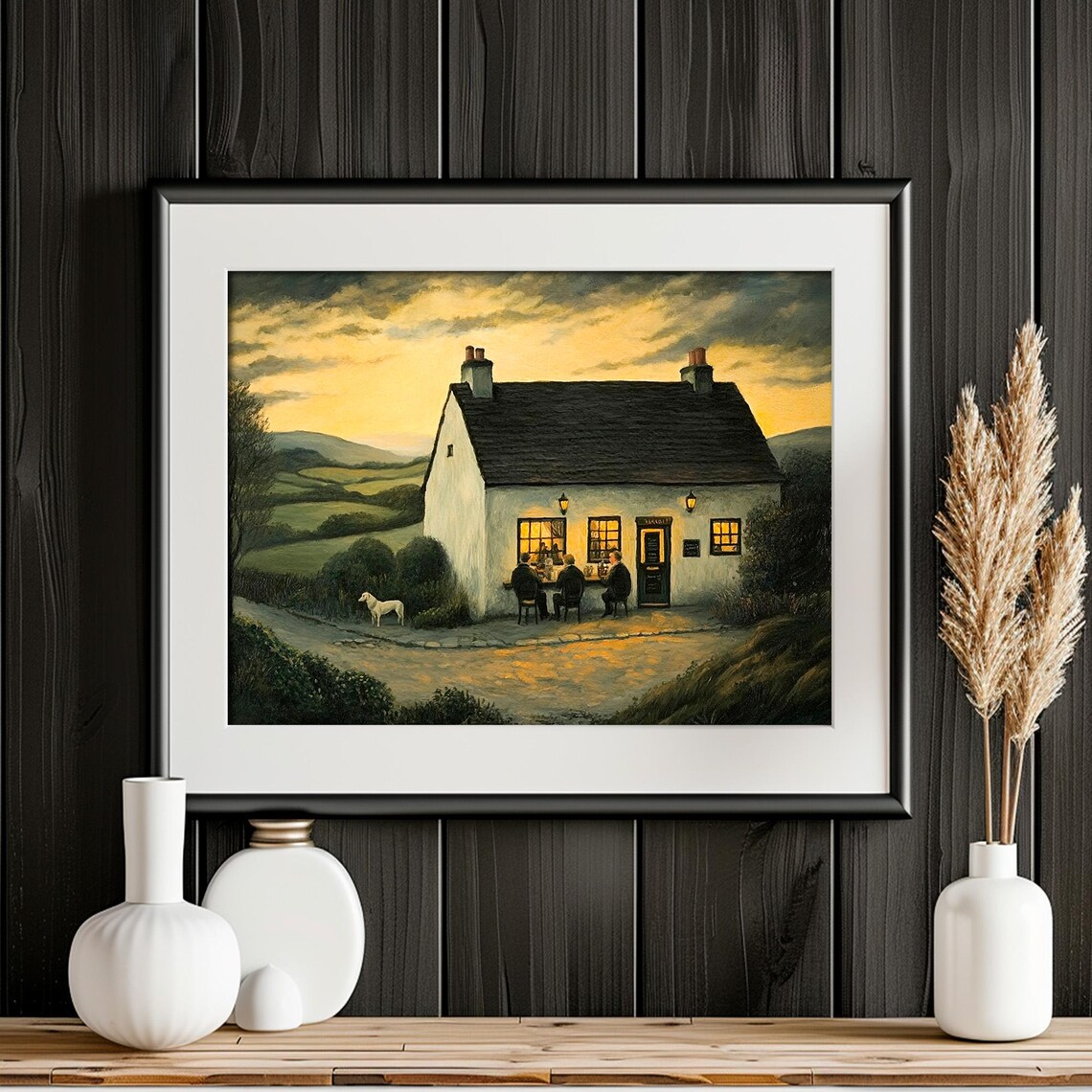 Old English Bar Moody Irish Pub Art Print, Ireland - Image 4