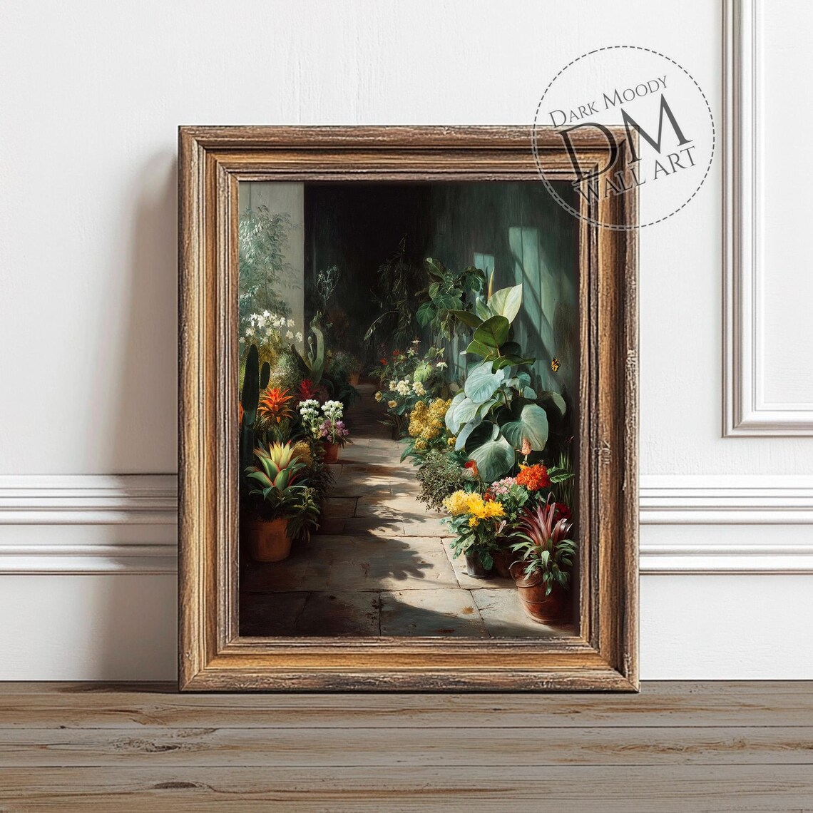 Victorian Greenhouse Wall Art Moody Botanical Still Life With Flowers