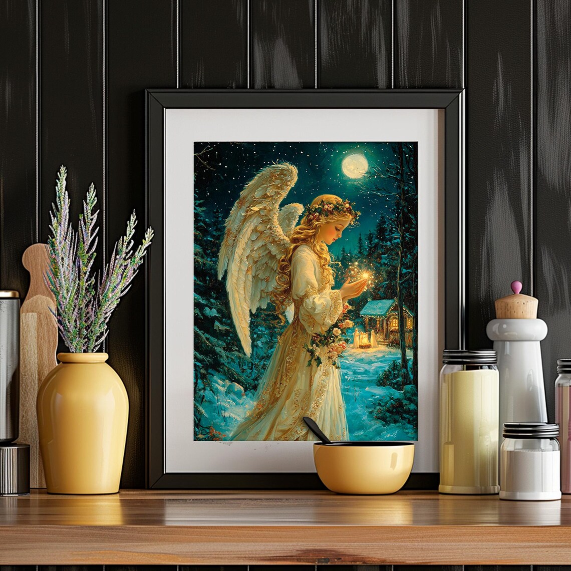 Christmas Angel Vintage Nativity Scene Art Print - Image 6