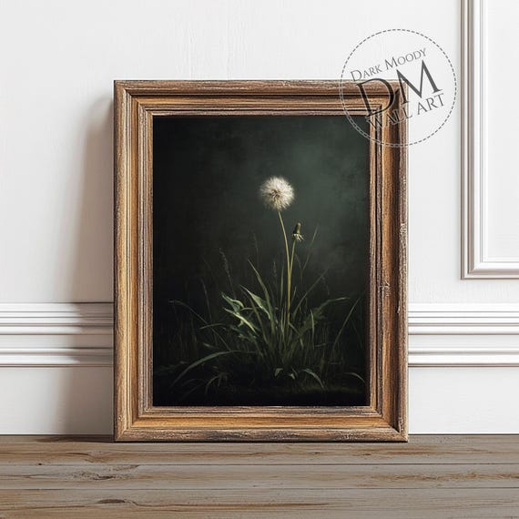 Dandelion Wall Art, Moody Botanical Art Print