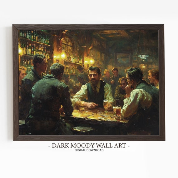 St Patricks Day Prints Dark Moody Irish Pub Art Rustic Clover Wall Art Irish Wall Decor Shamrock Print Decor