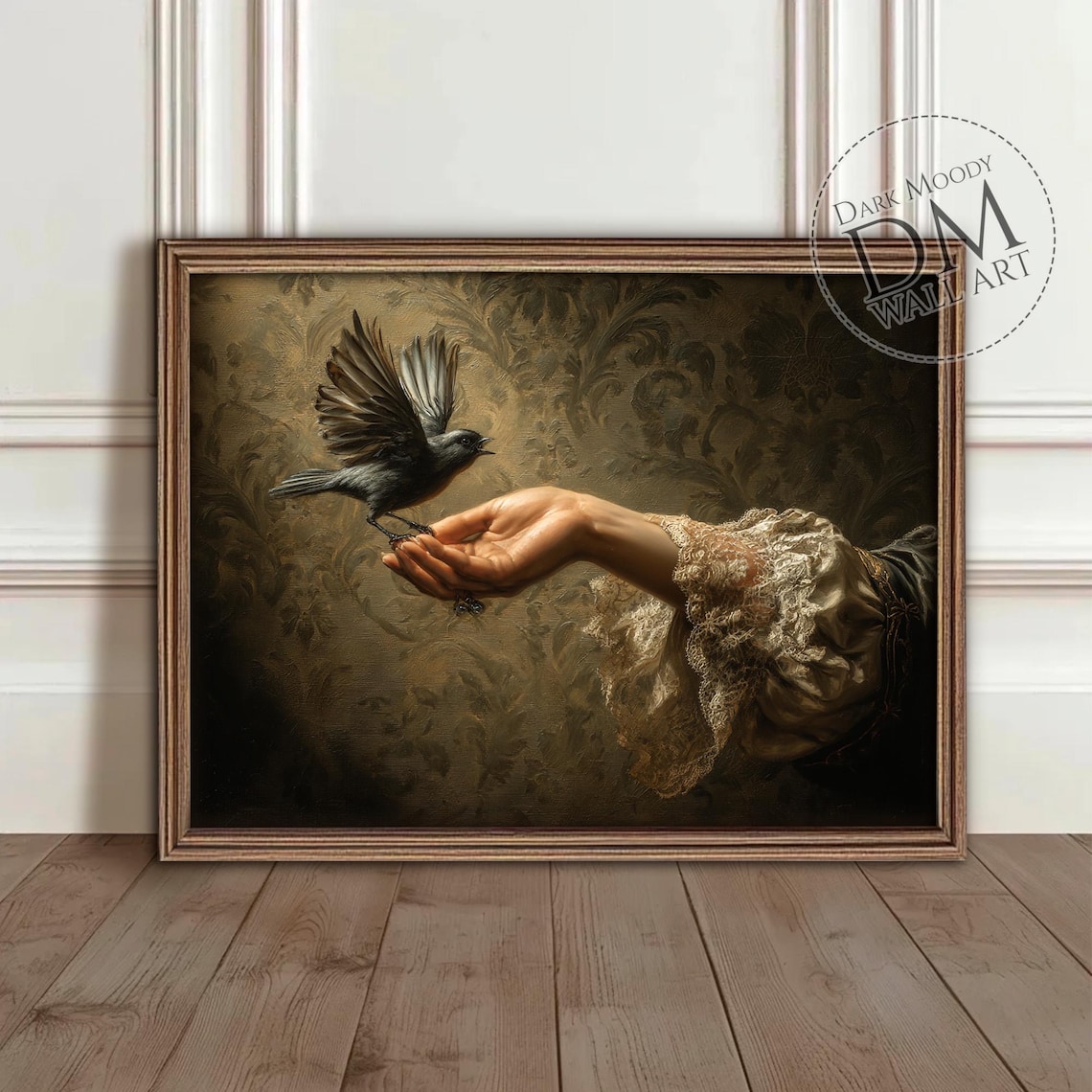 Victorian Hand Bird Gothic Symbolic Art Print