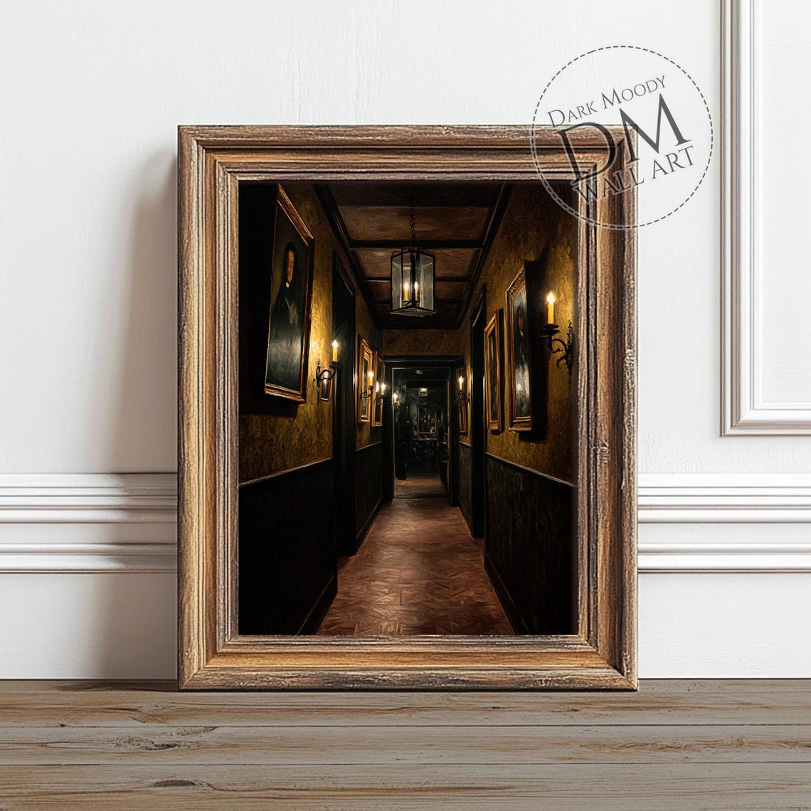 Vintage Haunted Manor Hallway Candlelit Dark Academia Gothic Poster