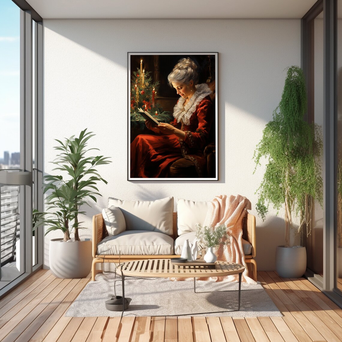 Mrs Claus Reading Book, Vintage Christmas Art Print - Image 5
