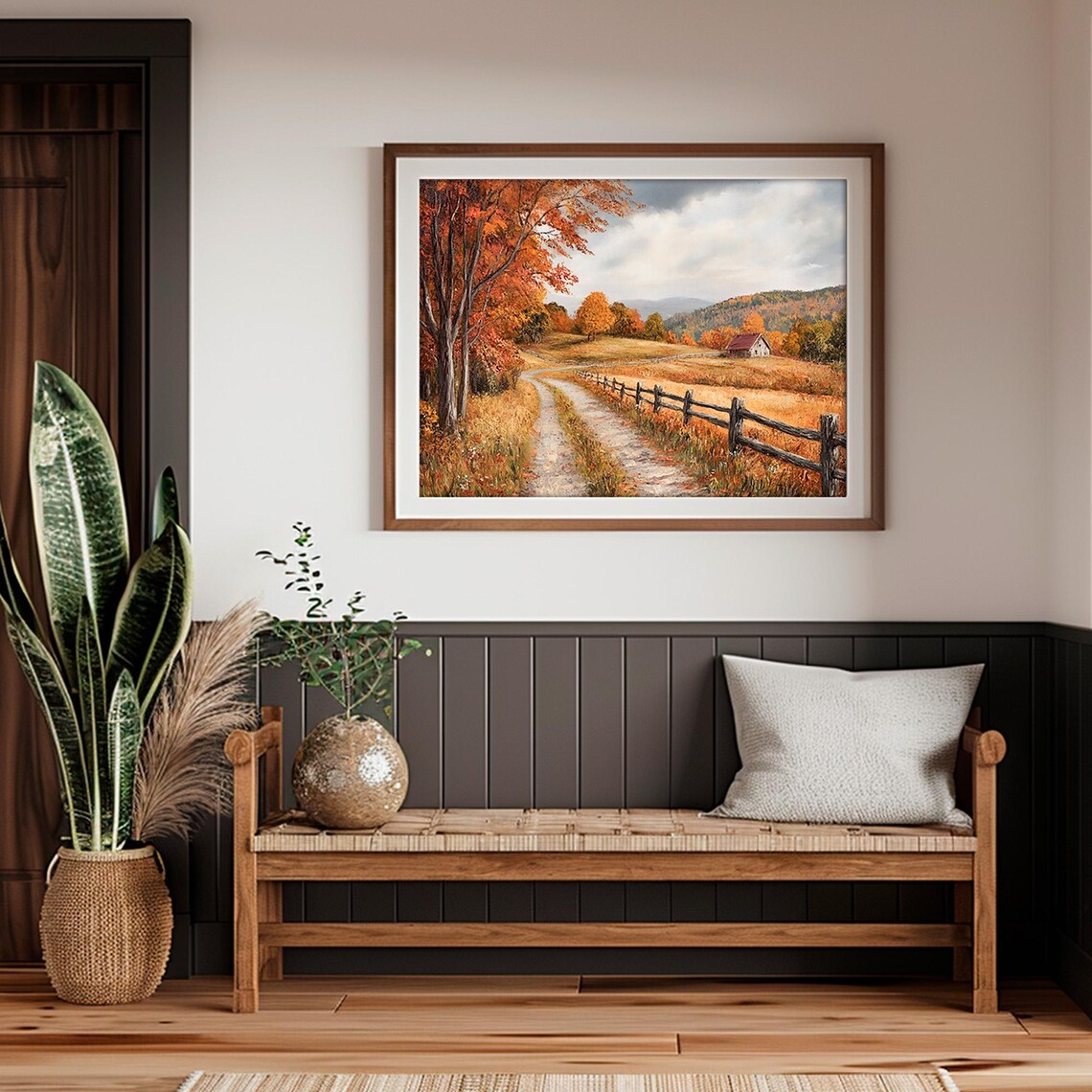 Autumn Cottage Landscape Print, Vintage Farmhouse Decor - Image 4