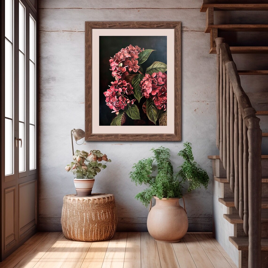 Burgundy Hydrangea Painting Print, Dark Academia Floral - Image 5