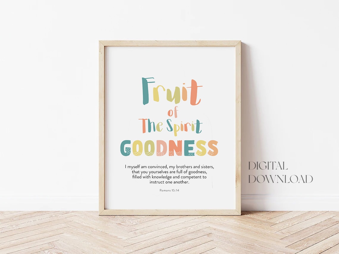 Fruit Of The Spirit Goodness Colorful Kids Nursery Verse Poster