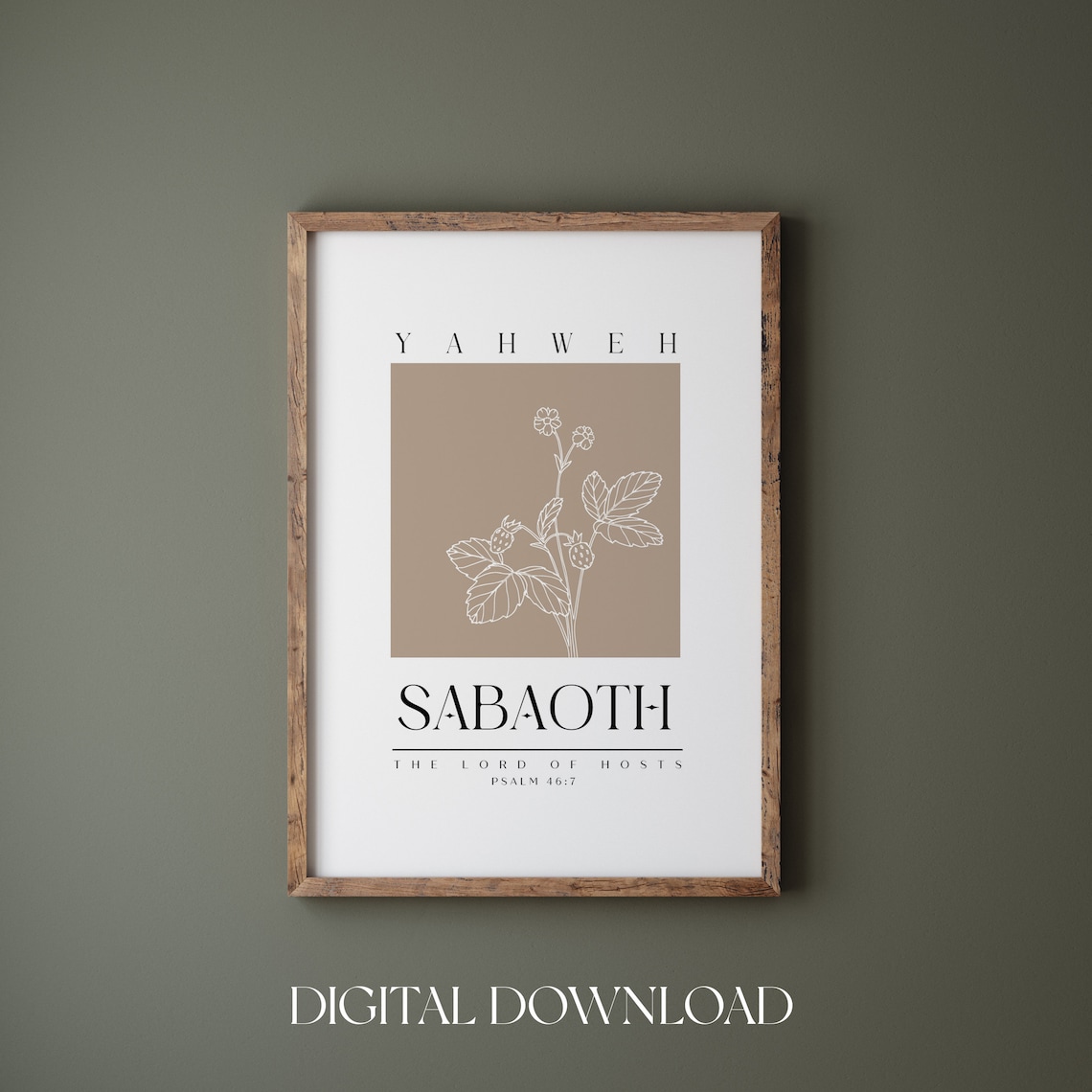 Yahweh Sabaoth The Lord of Hosts Psalm 46 7 Neutral Line Art Poster
