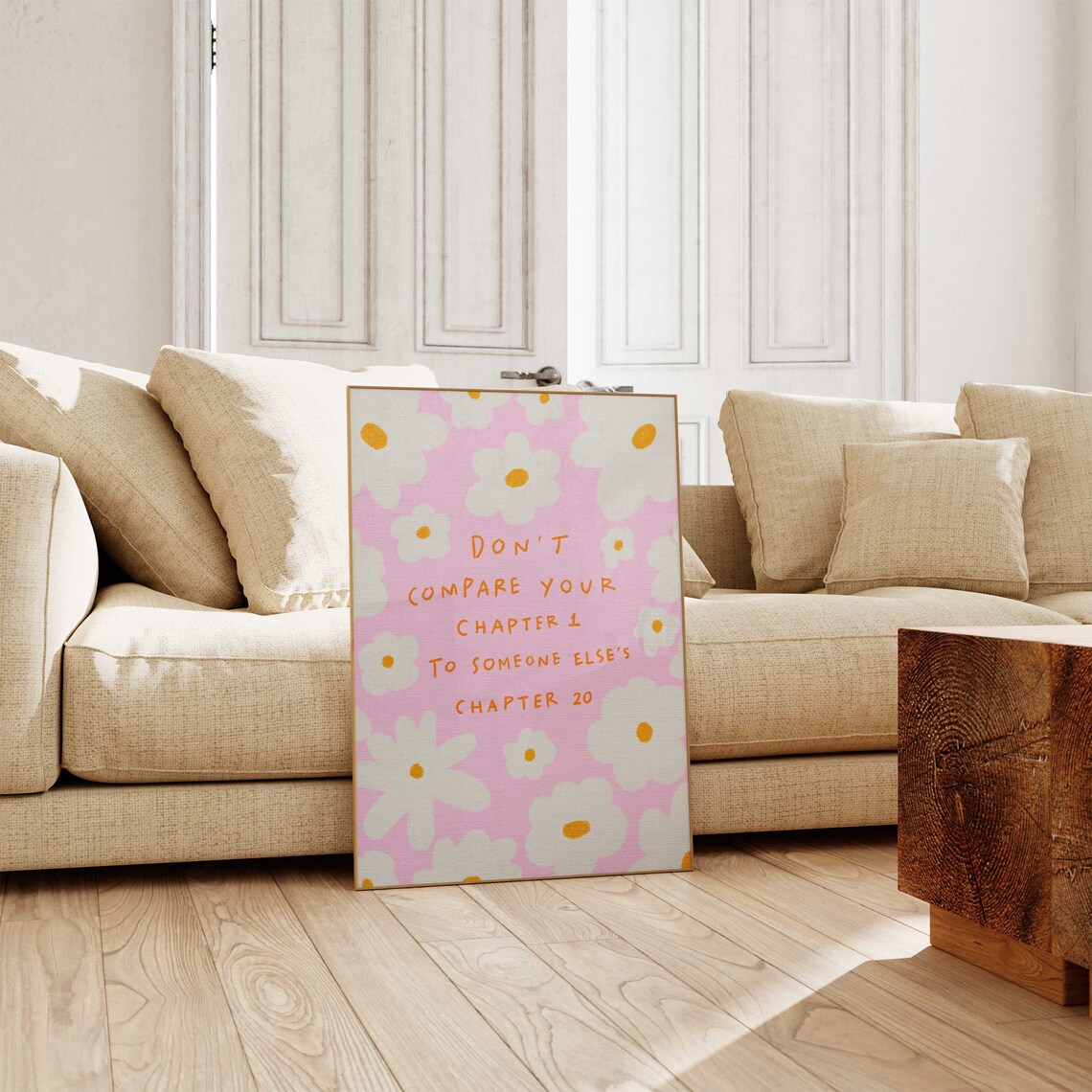 Motivational Typography White Flower Self Love Art Print