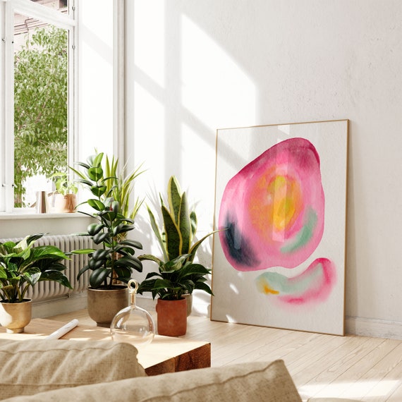 Colorful Abstract Watercolor, Bold Minimalist Art Print