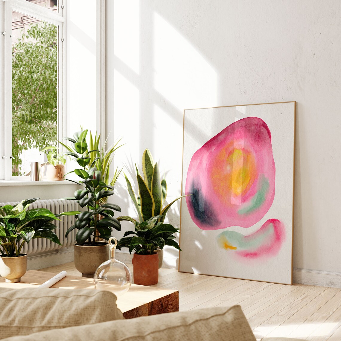 Colorful Abstract Watercolor, Bold Minimalist Art Print