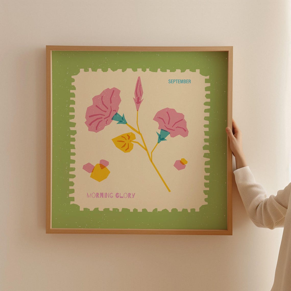 Morning Glory September Birth Flower Botanical Stamp Wall Art