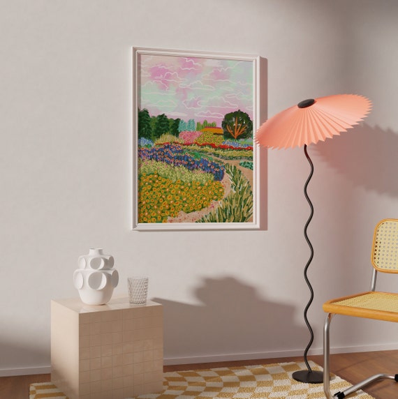 Flower Garden Painting, Colorful Floral Scenery