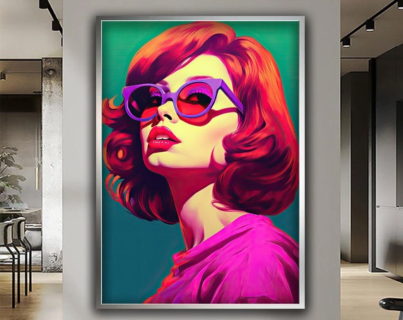 Beautiful Woman Print Woman Design Print Woman With Glasses Art Printed Painting