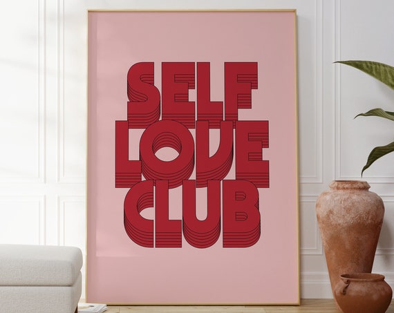 Self Love Club Aesthetic Room Decor Pastel Indie Room Decor Retro Wall Art 70s Wall Art Indie Room Decor Preppy Room Decor